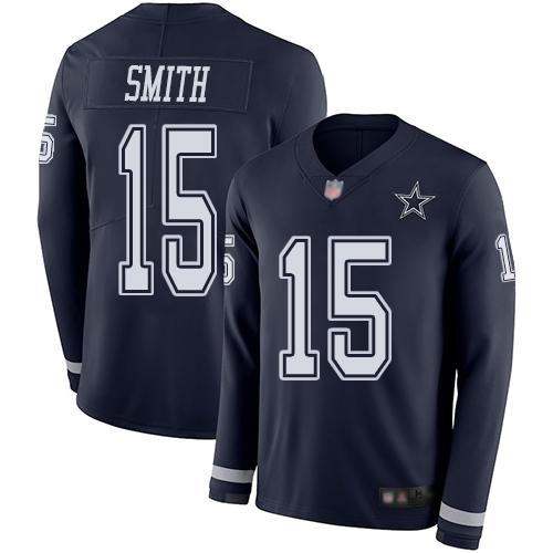 Men Dallas Cowboys Limited Navy Blue Devin Smith #15 Therma Long Sleeve NFL Jersey->dallas cowboys->NFL Jersey